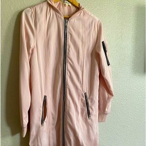 Listicle bomber jacket style in pink